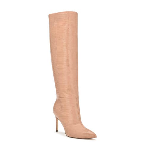 Nine West Richy Women's 9M Natural Lizard Print Leather Knee High Boots RHS6786