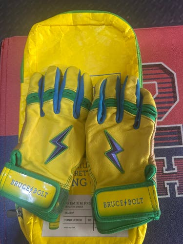 Bruce Bolt Youth Elbow Guard and Medium Batting Gloves (Used)