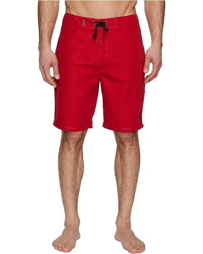 Hurley One Only 2.0 Boardshorts Men 32 Red 21" Drawstring Waist Swimwear DDR1368