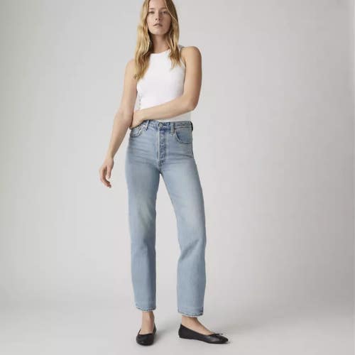 Levi's Ribcage Jeans Women's 29x27 Let's Share Denim Straight Leg Ankle POSH270