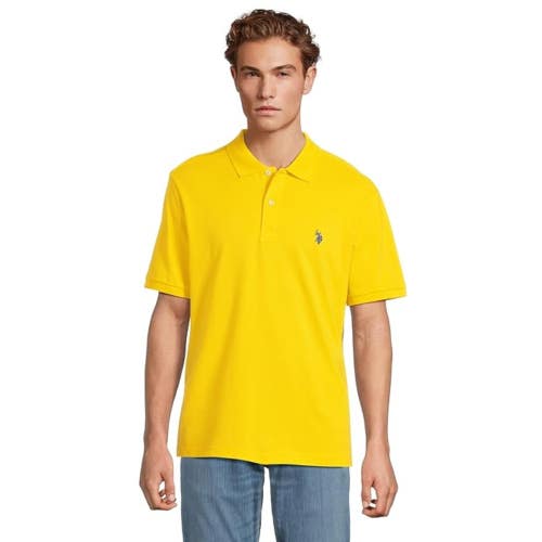 U.S. Polo Assn. Polo Shirt Men's Scoring Yellow Pique Short Sleeve Golf JAX1436