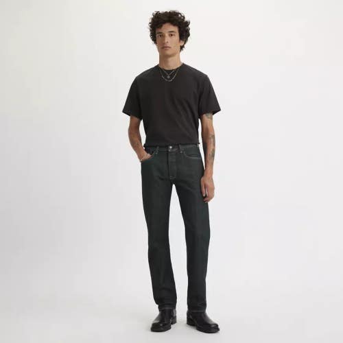 Levi's 501 Jeans Mens Clean Rigid Denim Dark Wash 5-Pockets Straight Leg JAX1455