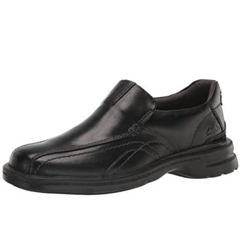 Clarks Gessler Step Men's US 7 D Black Leather Slip On Comfort Shoes MEW902