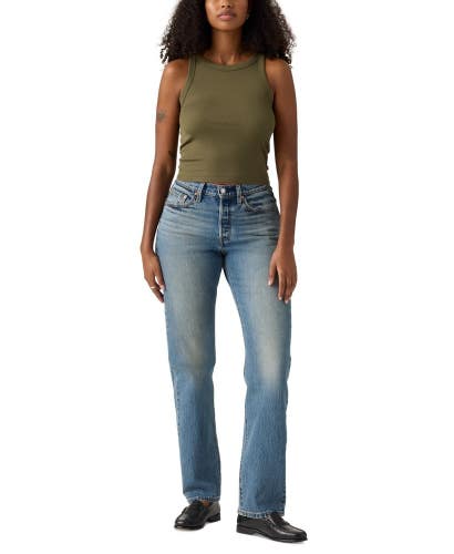 Levi's 501 Jeans Women's 28x30 Blue Denim Stretch Straight Curvy Preppy POSH267