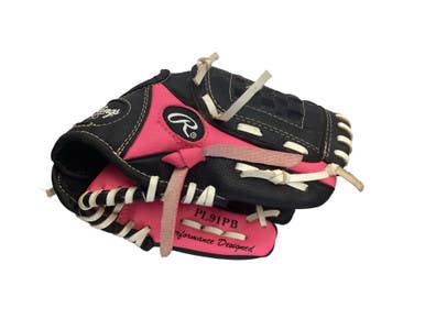 Used Rawlings FIELDERS GLOVE BB/SB Glove RH Throw Black And Pink 9" 11760-S000091892