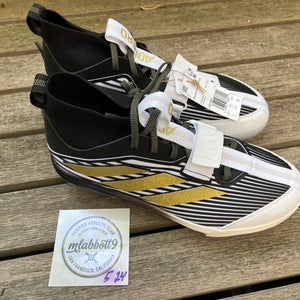 Adidas Adizero Edge+ TPU Molded Cleats (Mid-Height)  - Black/Gold - Size 10.5 - NEW (JQ7464)