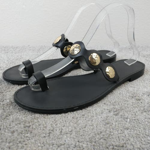 Banana Republic Womens Size 9 Shoes Toe Loop Sandals Flats Hammered Metal Black