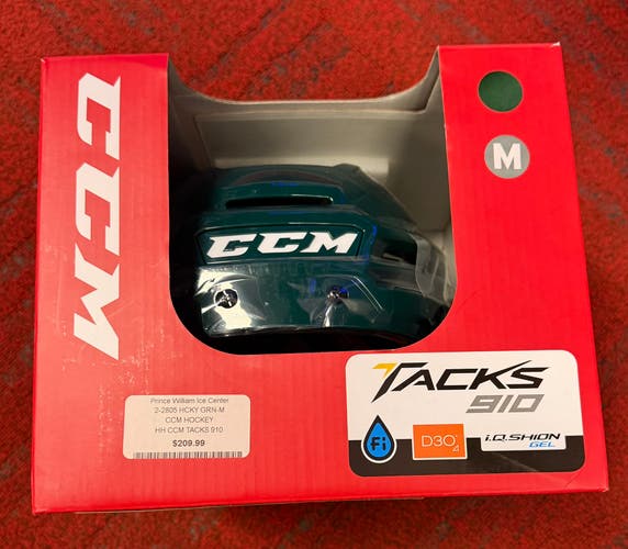 *BRAND NEW PRO SHOP SALE* Medium CCM Tacks 910 Helmet Green