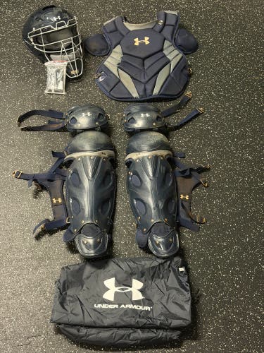 Navy Under Armour Pro series Catcher's Set (Used) (Unused Mask)