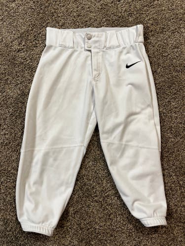Nike Team Baseball Pants Mens Large White Mesh Knicker Cropped Athletic Fit