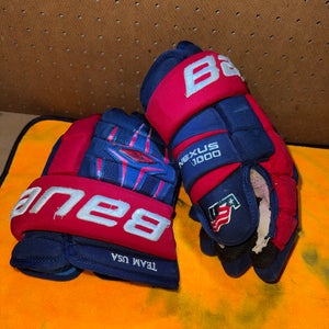 Authentic Team USA Bauer Gloves 14" Pro Stock Bauer Nexus 1000
