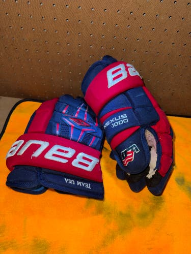 Authentic Team USA Bauer Gloves 14" Pro Stock Bauer Nexus 1000
