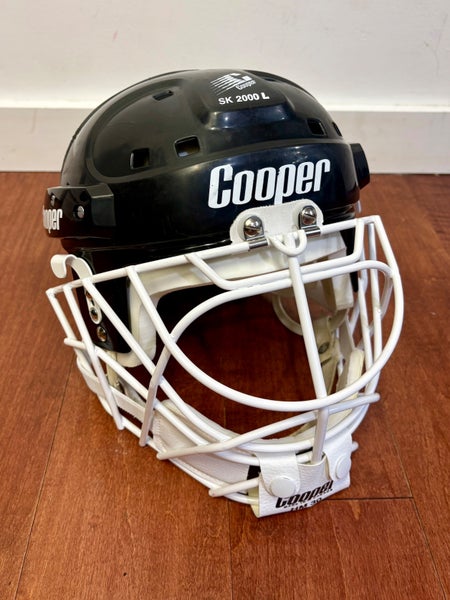 Vintage / Retro Cooper SK2000L Black Goalie Helmet W/ HM-30 Cage Combo + White Foam