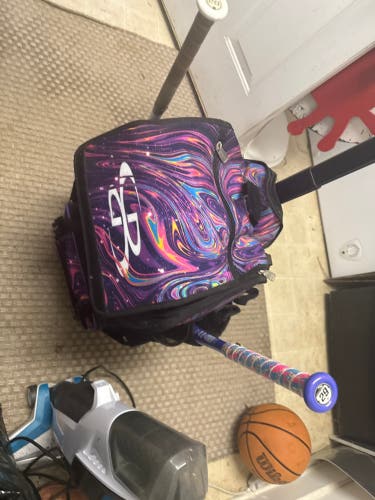 2025 Easton Amethyst Alloy Bat (-11) 18 oz 29" (Used) bundle of the bag and the 2 bats