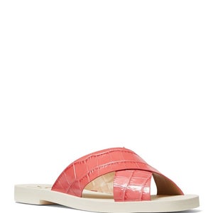 Michael Kors Glenda Sandals Women's US 7.5 Red Cross Strap Slip-On Slide JOBB428