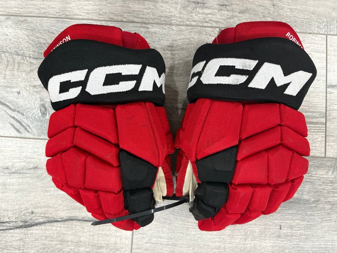 CCM HGTK Used NHL Pro Stock Glove - Eric Robinson (Red/Black)- Carolina Hurricanes