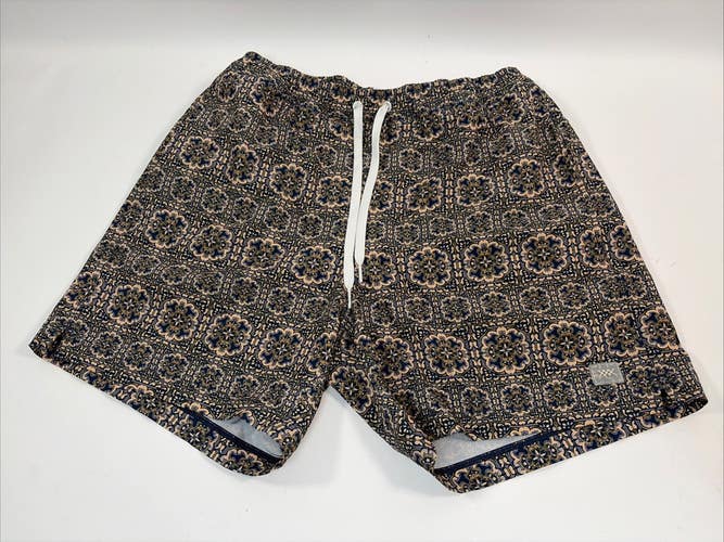 Rhone Board Shorts, Medium, Blue/Gold Pattern