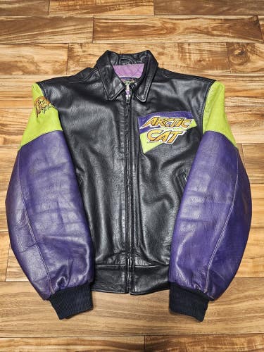 Vintage 90s Arctic Cat Team Arctic Racing 100% Leather Jacket Coat Size Medium