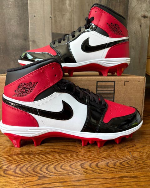 Nike Jordan 1 Men Size 10.5 Mid Football Cleats Patent 