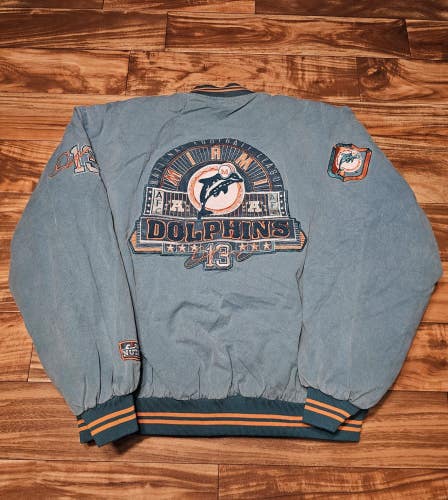 Vintage Miami Dolphins NFL Sports Nutmeg Dan Marino AFC Jacket Vtg Coat Size XL