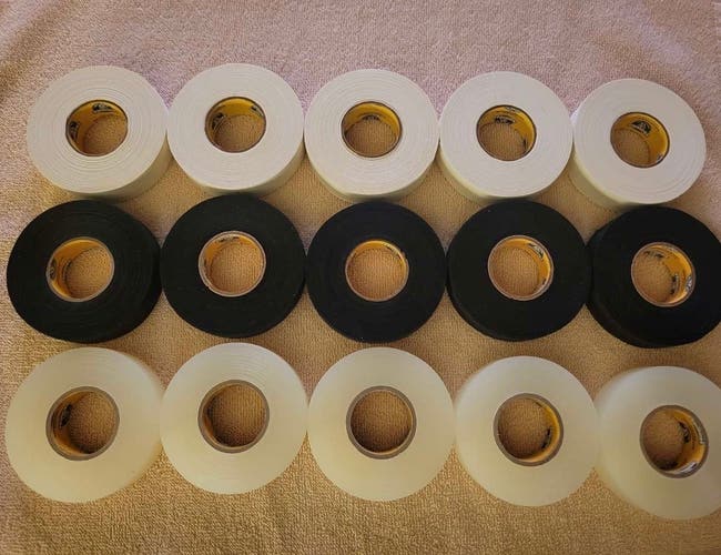 Howies Hockey Tape 15 Rolls - White Cloth, Black Cloth, Clear Plastic