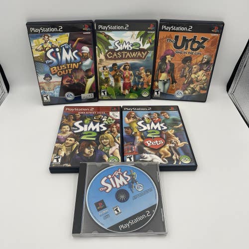 Sims 2 Castaway Pets Urbz In The City Bustin Out BUNDLE SET - Sony PlayStation 2