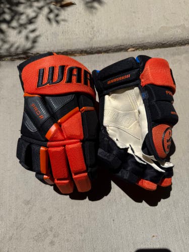 Warrior Pro II Hockey Gloves 13” Orange/Black – Excellent Condition