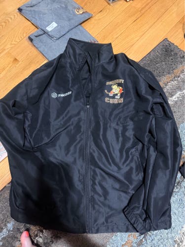 Full logo black wind pants and jacket