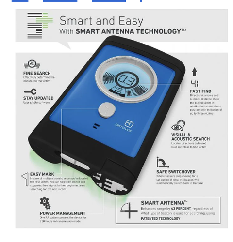 Ortovox 3+ Avalanche Beacon NEVER USED Smart Antenna 3-Antenna Transceiver