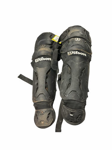 Used Wilson BLACK SHINGUARDS W/ VELCRO Catchers Leg Guards Black Junior 11834-S000051280