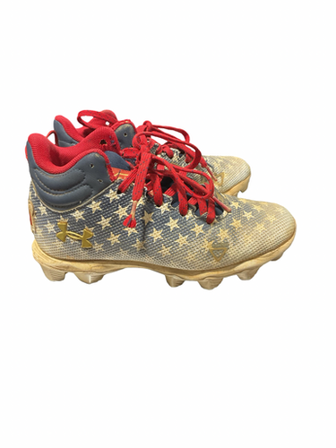 Used Under Armour LOCKDOWN BB/SB Cleats White/Red/Navy Junior 03 11834-S000051278