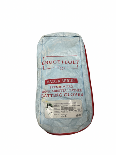 Used BRUCE BOLT SHORT CUFF YOUTH BB/SB Batting Gloves Black XL 11834-S000051207