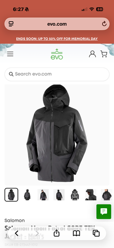 Mens Large Salomon  Moon Patrol GORE-TEX Jacket -  - Deep Black/Periscope - WORN 2 DAYS