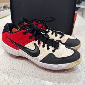 Black & Red Men's Size M 11.0 (W 12.0) Adult Nike Alpha Huarache Elite 2 Low Top Metal (Used)