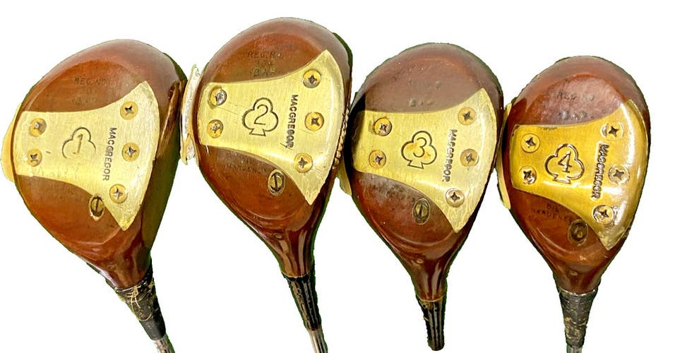 MacGregor Ben Hogan Reg 304 BAP Persimmon Fancy Wood Set 1w,2w(Cracked),3w,4w HC