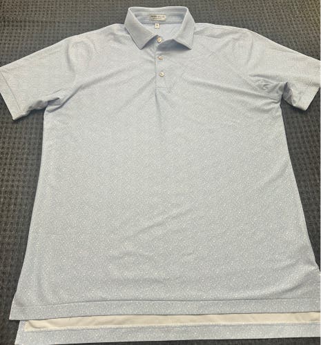 Peter Millar light blue and white polo