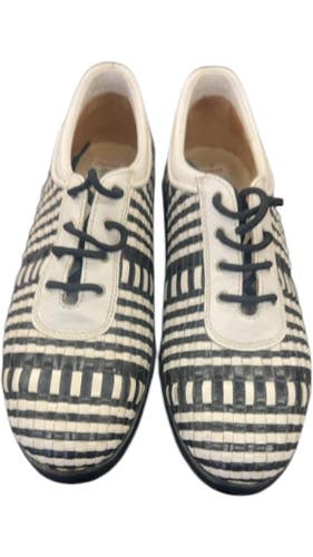 Aerogreen Golf Shoes Sommer Black and White Woven Leather Size 7.5