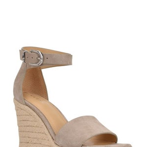 Guess Hidy Sandal Women's 9.5 Gray Suede Round Toe Wedge Heel Espadrille JOBB470