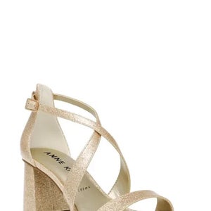 Anne Klein Armaretta Sandals Women's US 7.5 Gold Strappy Dress Heel JOBB451
