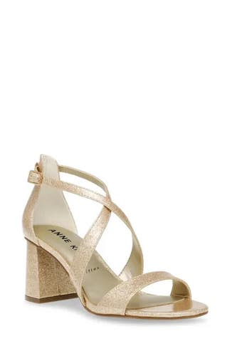 Anne Klein Armaretta Sandals Women's US 7.5 Gold Strappy Dress Heel JOBB451