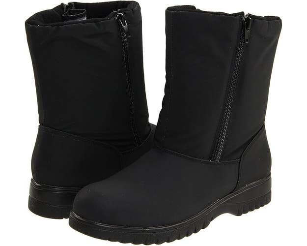 Tundra Fran Snow Boot Women's US 8 Black Dual-Side Zipper Mid Calf Boots KHD774