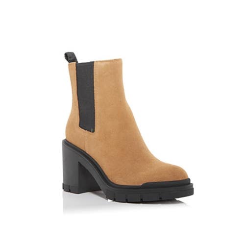 Marc Fisher Vanlisa Chelsea Boots Women's US 9.5 Brown Leather Block Heel KHD888