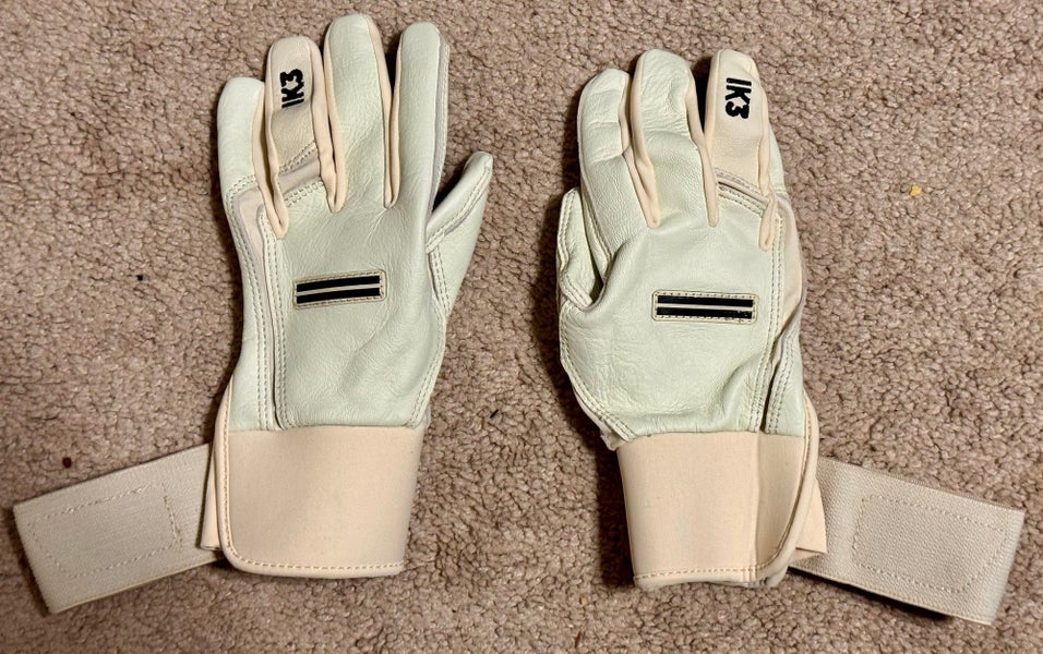 Warstic IK3 PRO CABRETTA LONG CUFF BATTING GLOVES "BONE" (New) (YouthM)