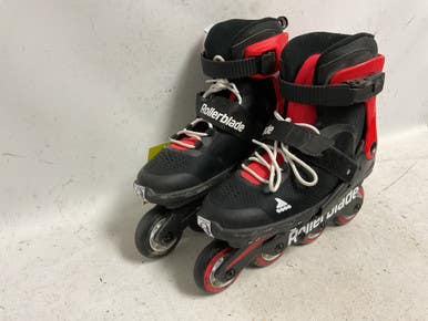 Used Rollerblade MICROBLADE ADJ 5-8 Senior Rec Fitness Skates Black Adjustable 11855-S000204014