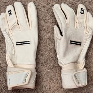 Warstic IK3 PRO CABRETTA LONG CUFF BATTING GLOVES "BONE" (New) (YouthL)
