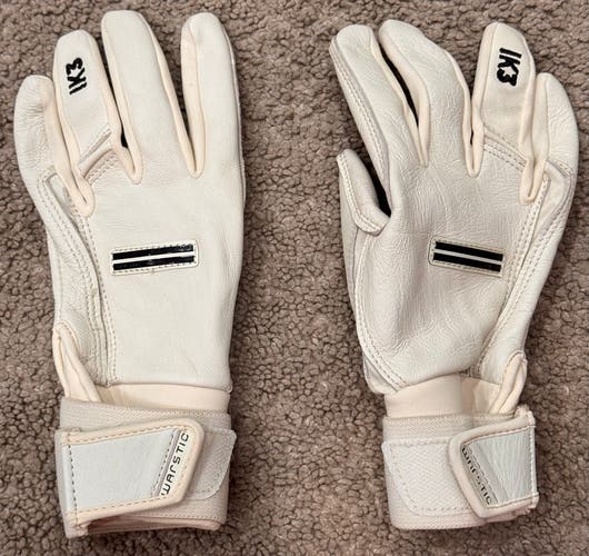Warstic IK3 PRO CABRETTA LONG CUFF BATTING GLOVES "BONE" (New) (YouthL)