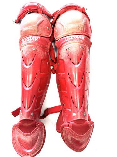 Used All-Star LG1216PS Catchers Leg Guards Red Intermed 11860-S000309338