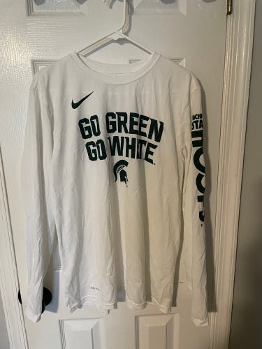 White Large Men's Michigan State Long Sleeve Shirt