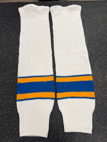White Senior Large CCM Socks (Used) Vintage STL Blues