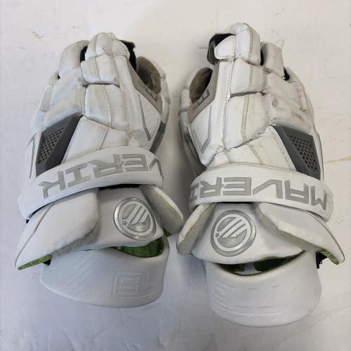 Size Large 13” Inch Maverik M5 Lacrosse Gloves. White